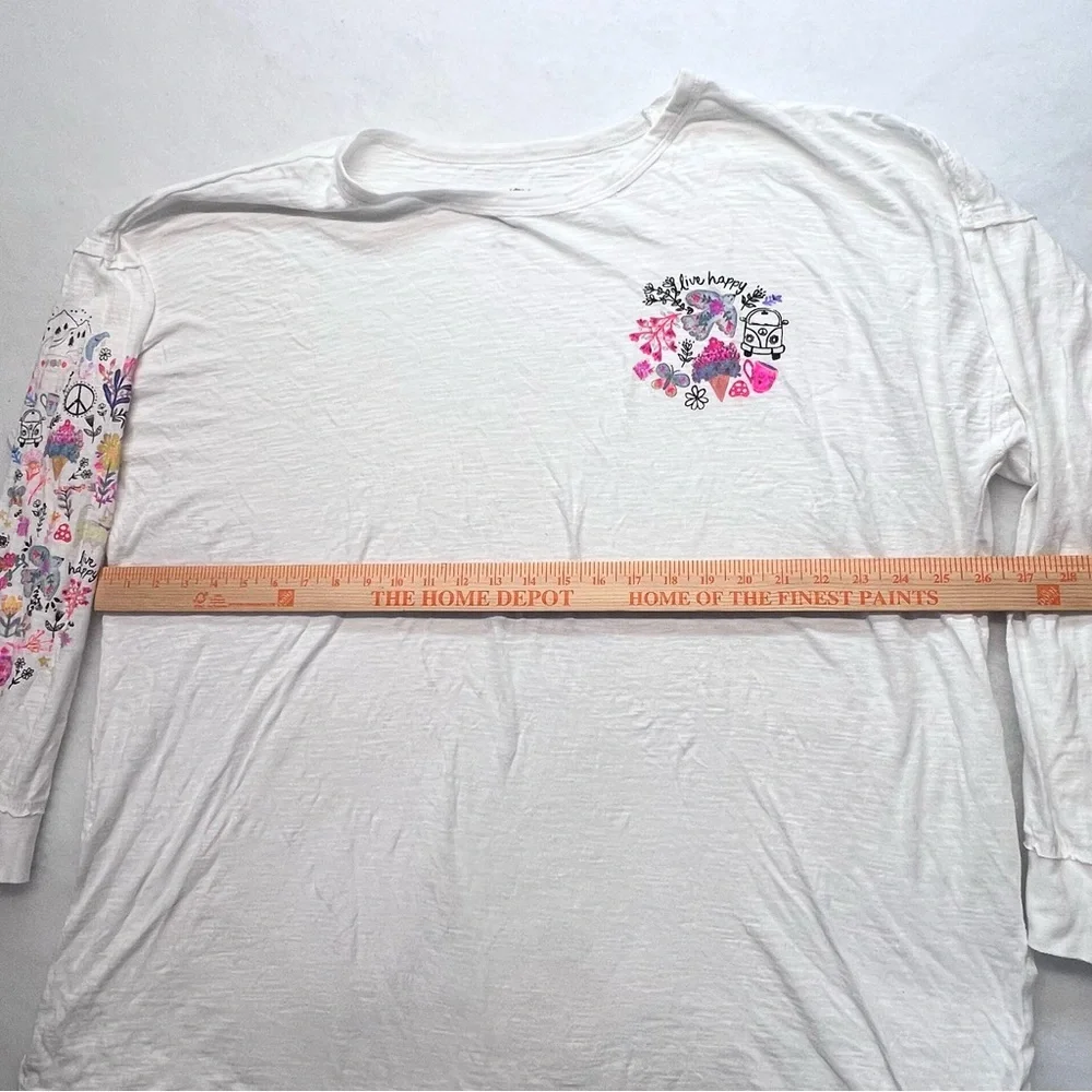 Natural Life Womens Oversized Cotton Doodle Tee Sz XXL Boho Hippie Casual - Picture 6 of 14
